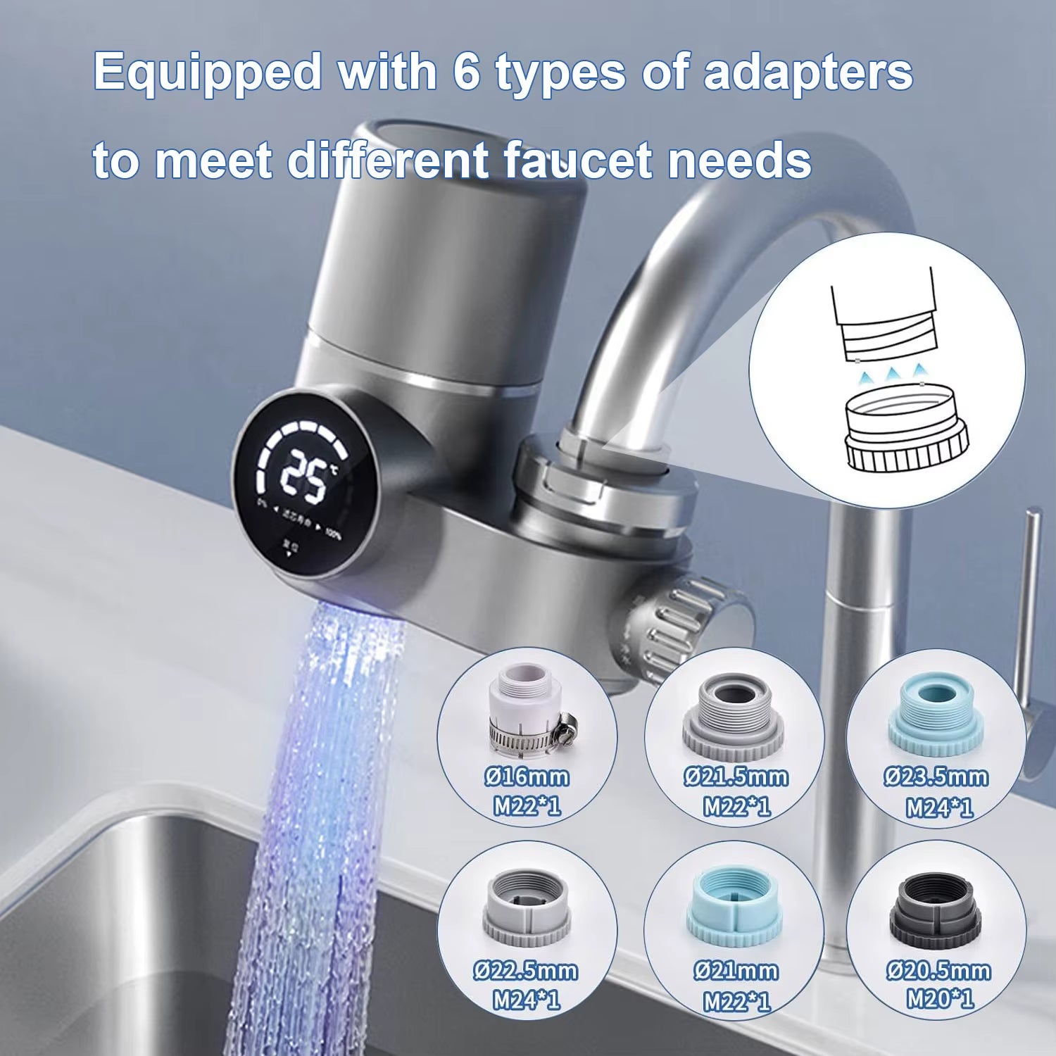 New Home Smart Screen Uv Tap Water Purifier Direct Drinking Anti-Scale and Remove Chlorine Kitchen Sink Water Filter Faucet Tap