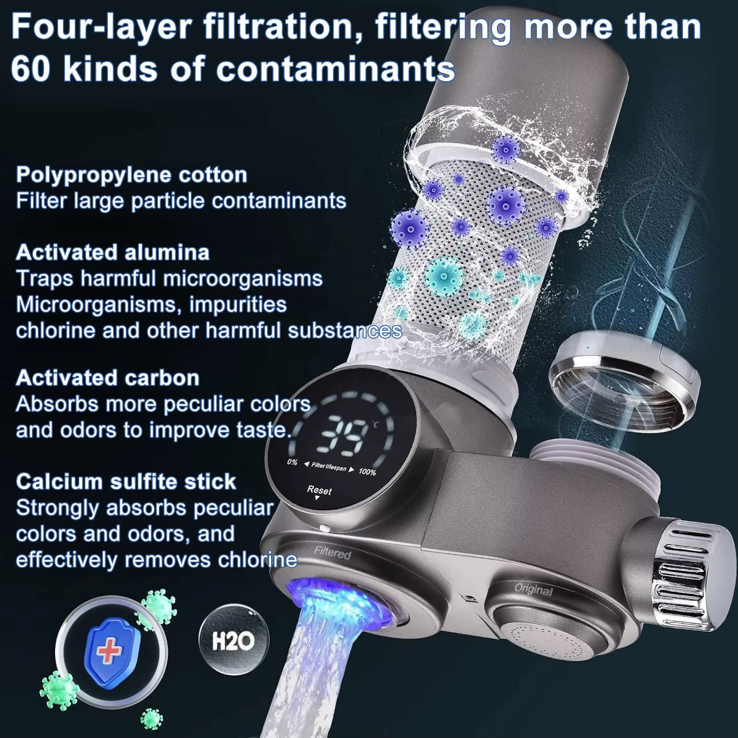 New Home Smart Screen Uv Tap Water Purifier Direct Drinking Anti-Scale and Remove Chlorine Kitchen Sink Water Filter Faucet Tap