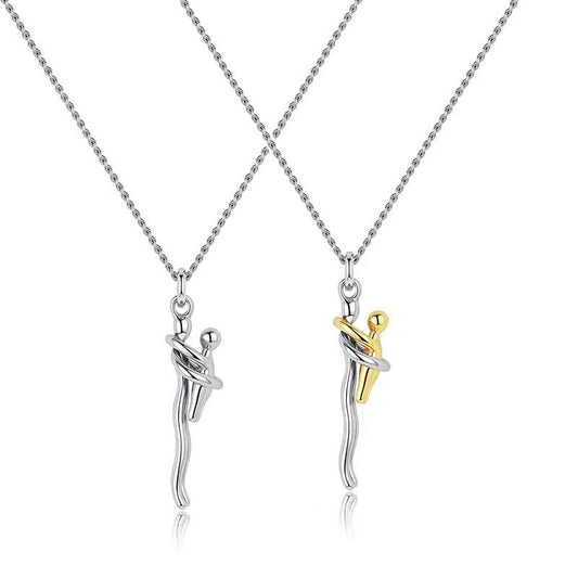 Couple Hug Pendant Necklace